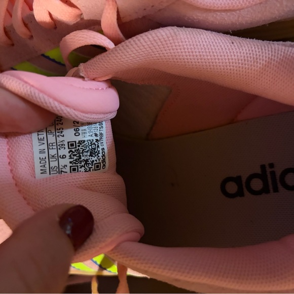 Adidas Women's Pink and Blue Sneakers - Picture 2 of 4